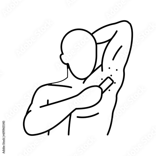 armpit hair removal male line icon vector. armpit hair removal male sign. isolated contour symbol black illustration