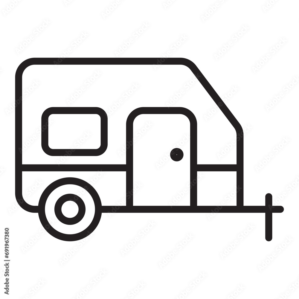 Camper trailer line outline icon Camper trailer line outline icon