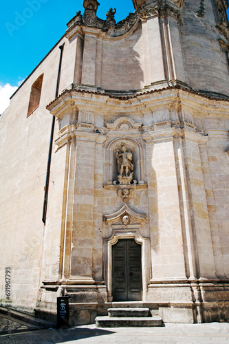 Facade of the Church of Purgatory (Purgatorio) in gothic style, Matera, Italy.