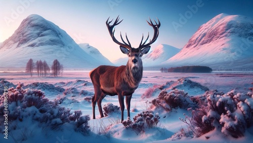 冬の静けさに立つ荘厳な鹿 photo