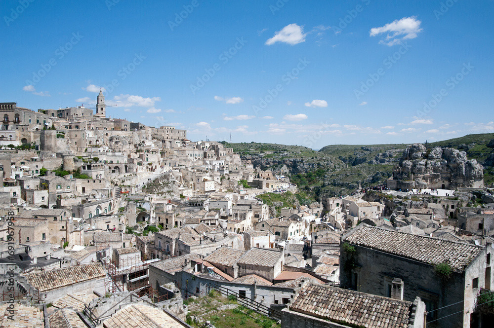 Matera, Basilicata, Italy: Landscape view of the old town - Sassi di Matera, European Capital of Culture for 2019.