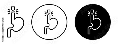 Esophageal cancer icon. human gut health care treatment of esophagus stomach ulcer or digestive gut pain or ache logo line symbol. esophageal cancer or gastrointestinal tumor in tract vector logo