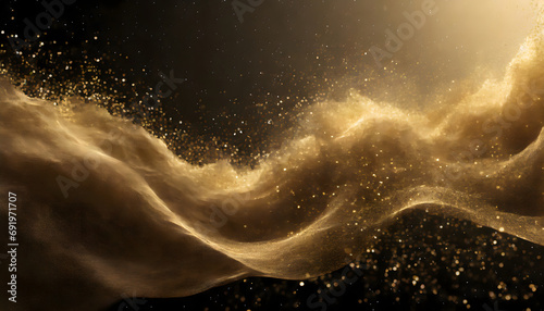 Gilded Elegance - Abstract Luxury Golden Particles Wave