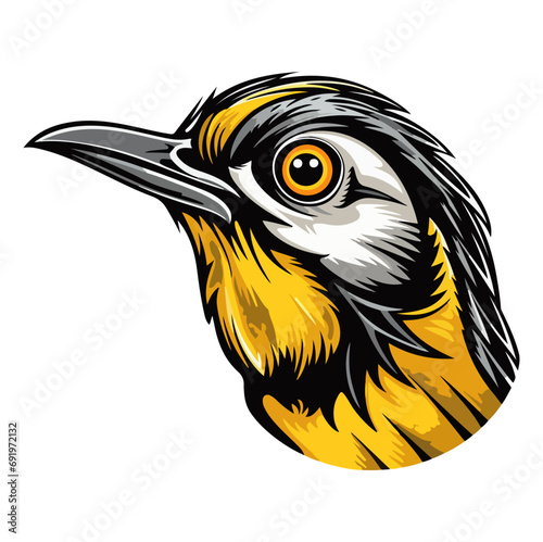 Western Meadowlark perched Portrait Sticker, Western Meadowlark perched head mascot logo illustration, Western Meadowlark perched character, generative ai