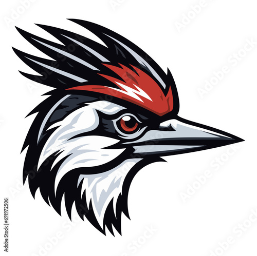 Woodpecker Portrait Sticker, Woodpecker head mascot logo illustration, Woodpecker character, generative ai