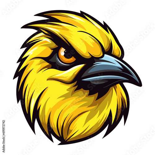 Yellow canary Portrait Sticker, Yellow canary head mascot logo illustration, Yellow canary character, generative ai