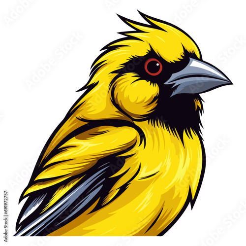 Yellow canary Portrait Sticker, Yellow canary head mascot logo illustration, Yellow canary character, generative ai