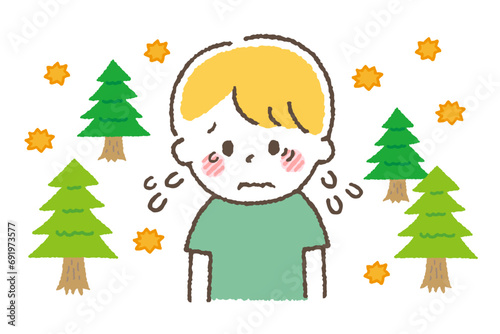 花粉症に悩む子供。