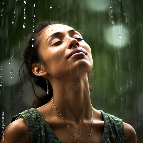 portrait of a woman in the rain