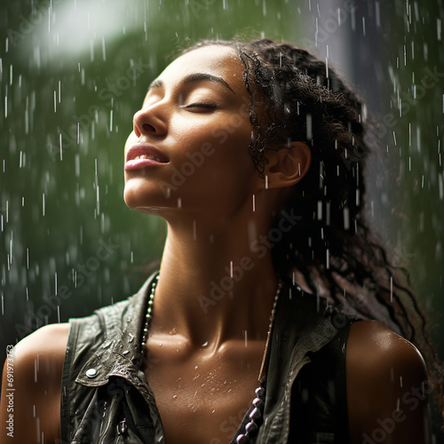portrait of a woman in the rain