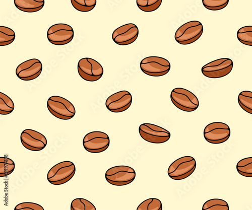 Coffee beans, plant and nature, seamless vector background and pattern. Food, hot drink, beverage, cafes, coffee house and coffee shop, vector design and illustration