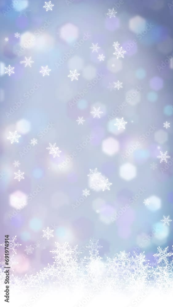Frozen chrithmas background with falling snow. loop video background.(072)