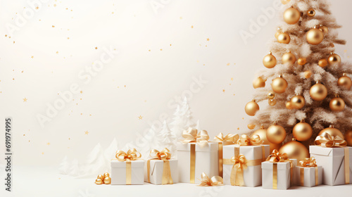 Bright christmas white background decorated Christmas