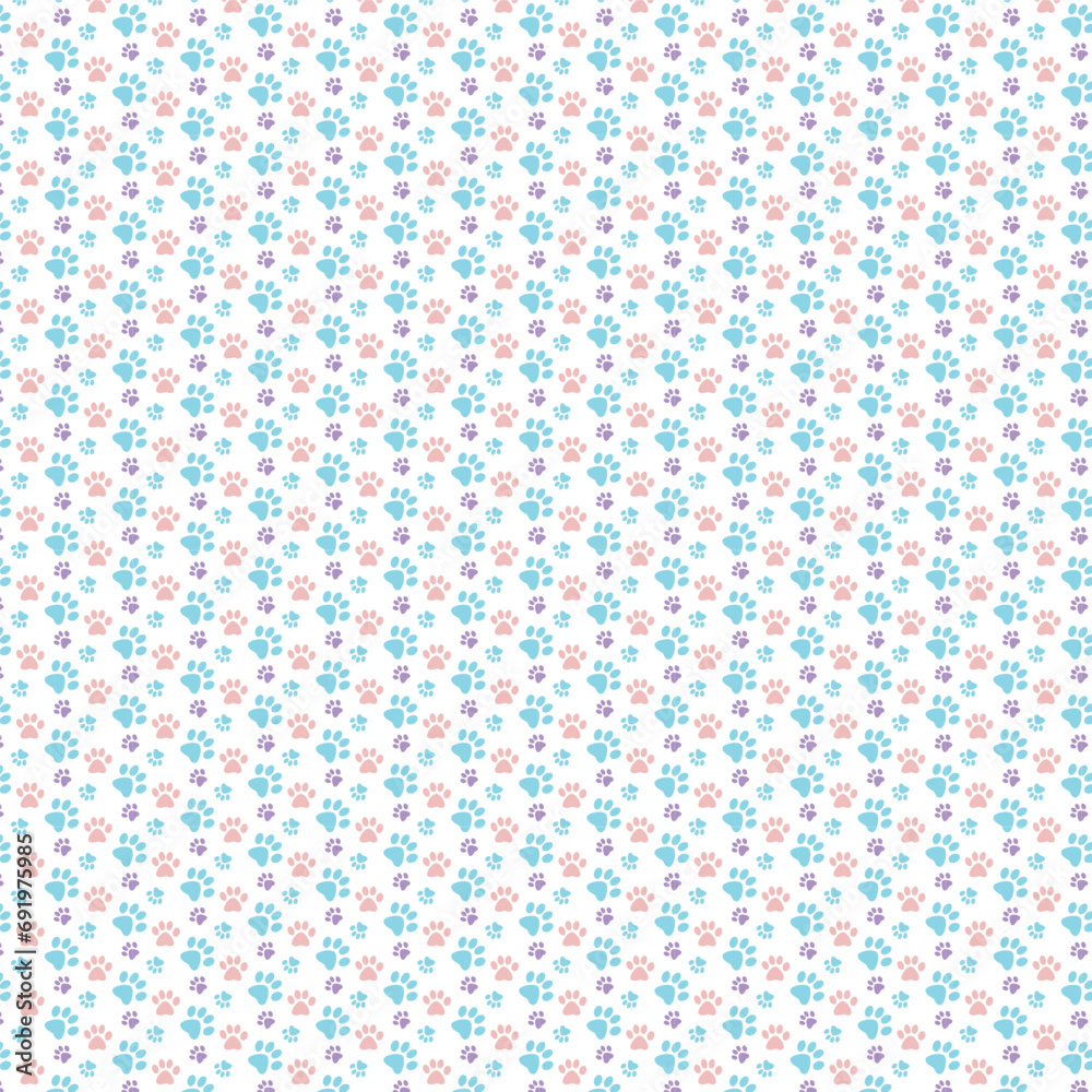 Cat vector Paw print pattern Background