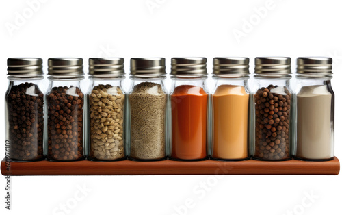 Collection Of Spice On Steel Spice Rack on White or PNG Transparent Background.
