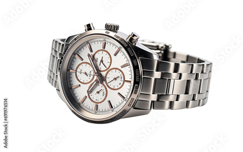 Beautiful Steel Watch on White or PNG Transparent Background.