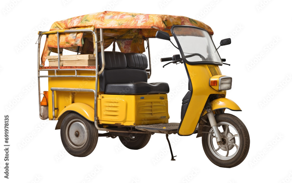 Suzuki Bolan VX Turbo Rickshaw With Roof on White or PNG Transparent Background.
