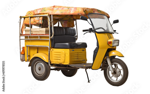 Suzuki Bolan VX Turbo Rickshaw With Roof on White or PNG Transparent Background. photo