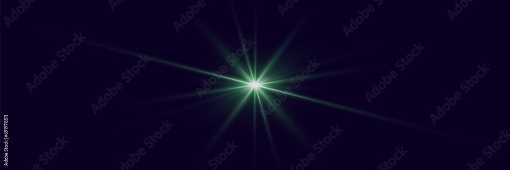 Light effect star flashed. Glare of light and flash. On a black background.	
