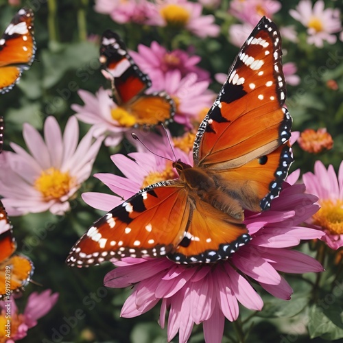 Obraz na płótnie Red butterfly on the 🌺