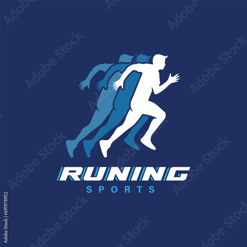 Run sport club logo templates, emblems for sport organizations, tournaments and marathons colorful vector.