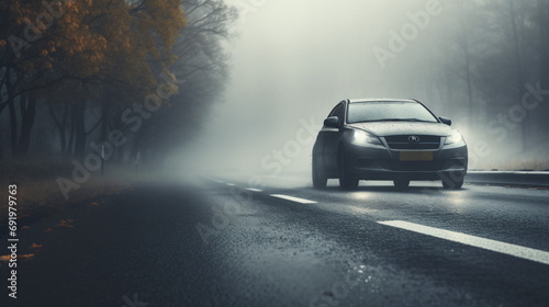 Car on the highway autumn wet road danger © Hareem