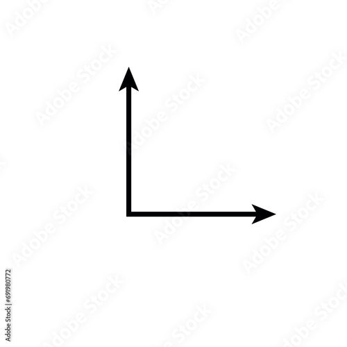 Double ended corner arrow. Right angle 90 degree. Scientific resources for teachers and students.