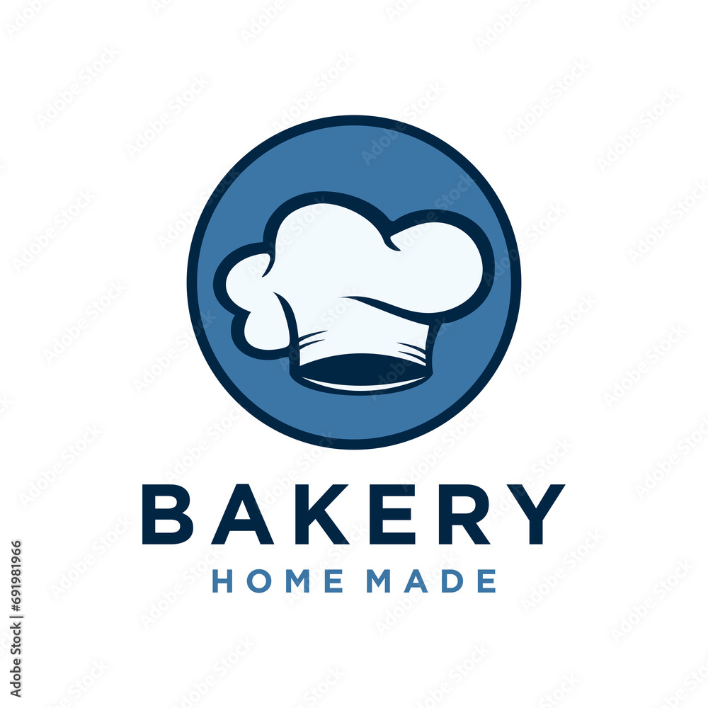 Simple Bakery Chef Hat Logo Design Bake and Cake Pastry Simple Homemade Badge Template vector illustration Simple Bakery Chef Hat Logo Design Bake and Cake Pastry Simple Homemade Badge Template vector illustration