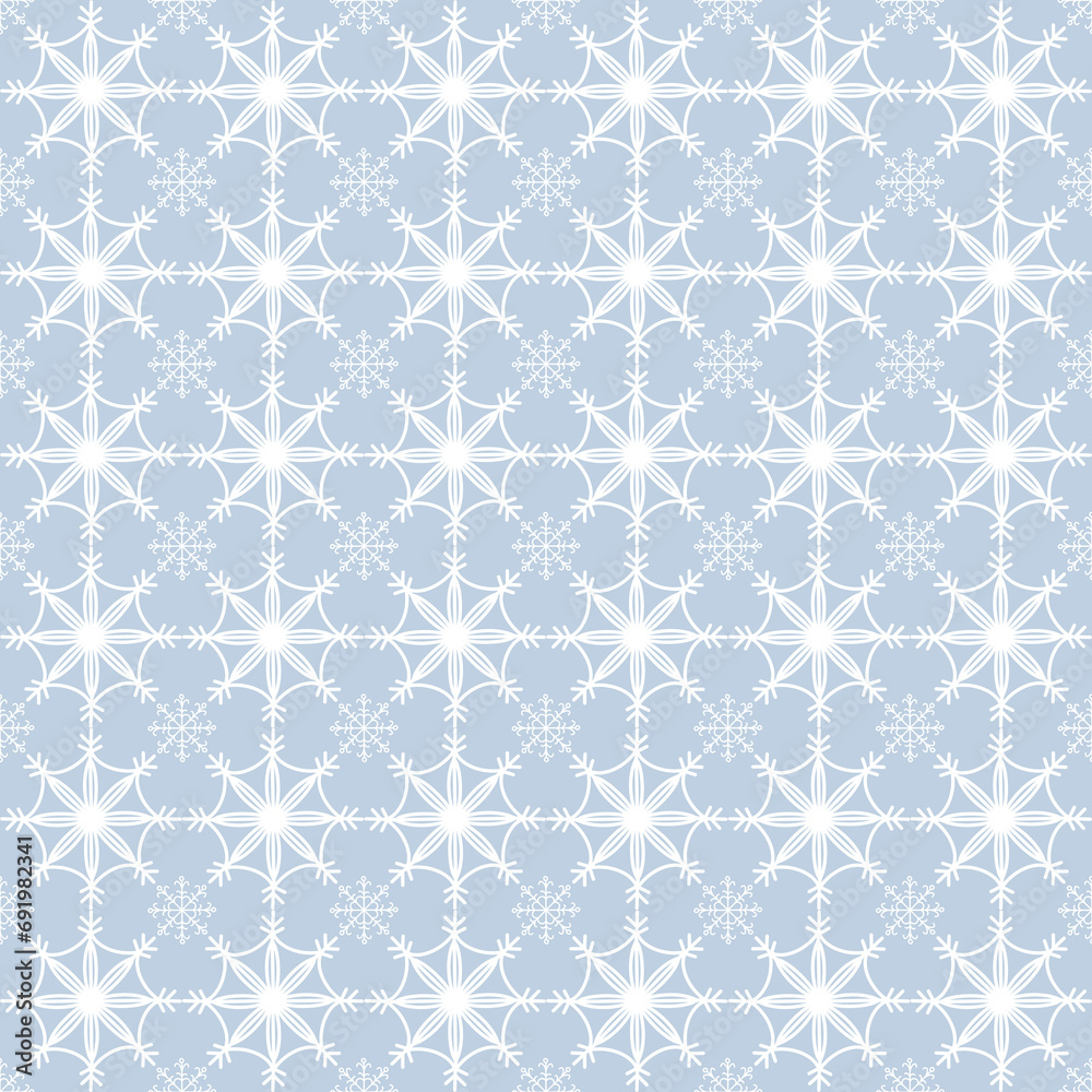 Winter seamless pattern. White snowflackes on the blue background. Winter seamless pattern. White snowflackes on the blue background.