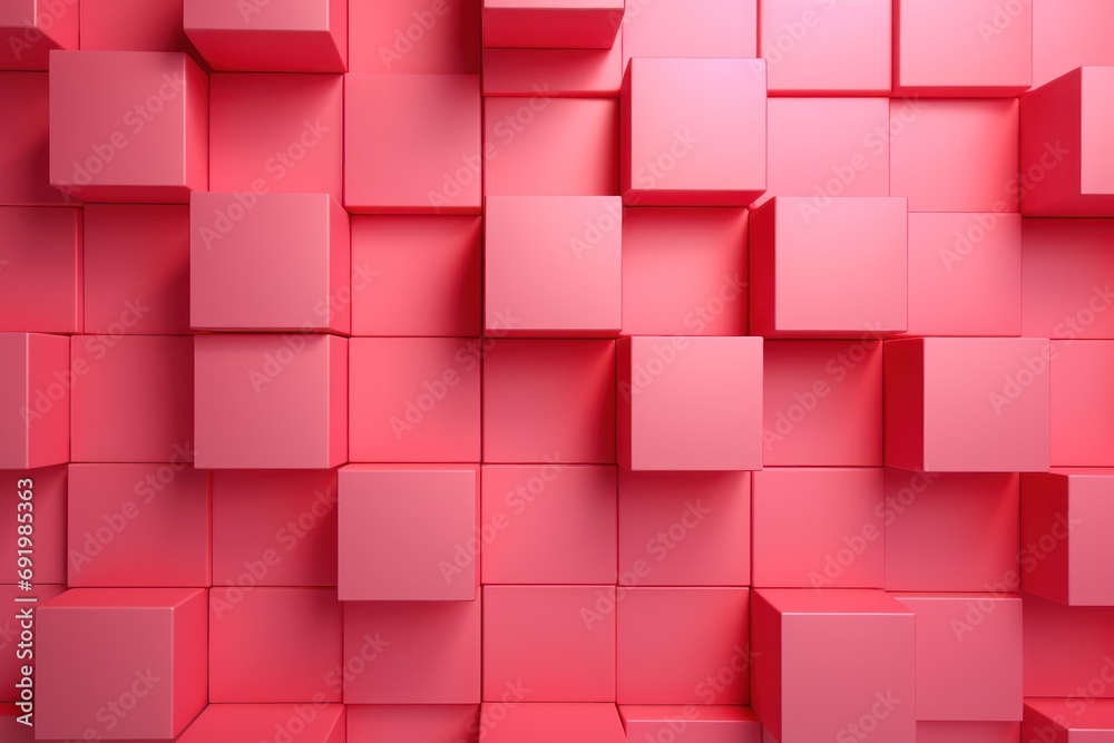 a wall of pink cubes is shown with a red light coming from the top of the cubes and the bottom of the cubes. a wall of pink cubes is shown with a red light coming from the top of the cubes and the bottom of the cubes.