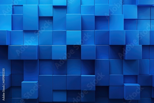  a wall of blue cubes is shown with a black phone in the middle of the image and a black phone in the middle of the image.