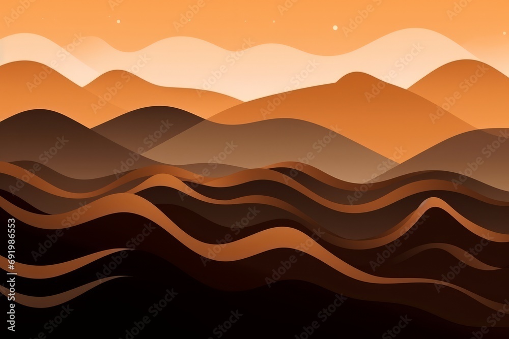 Abstract landscape composed of halftone mountains and valleys, Generative AI