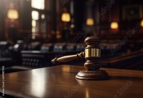 a gavel sits on the court room table