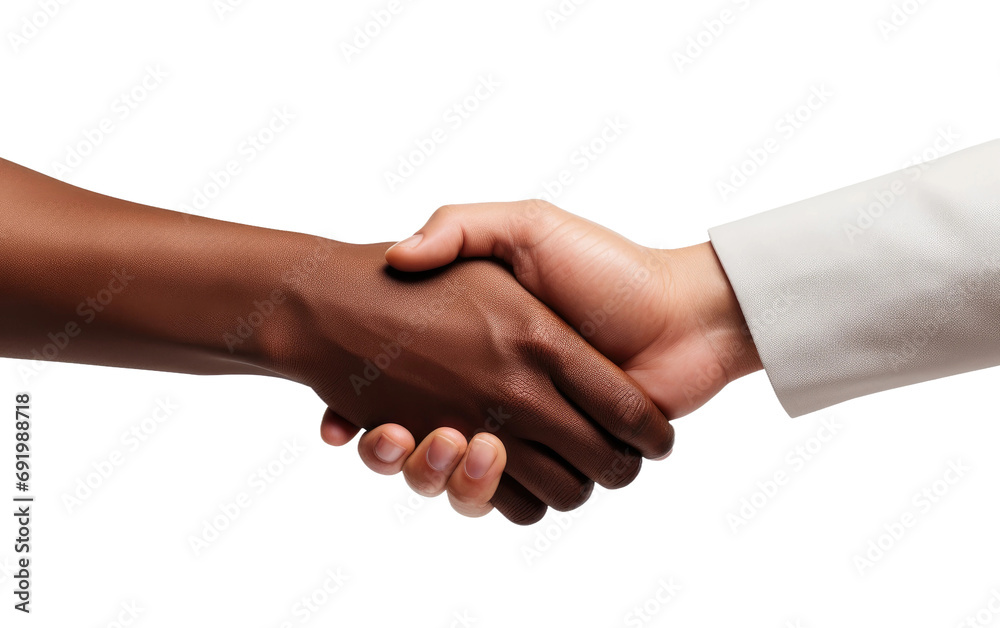 Black and White Handshake on White or PNG Transparent Background