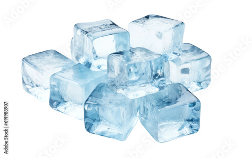 Collection of Ice Cubes on White or PNG Transparent Background