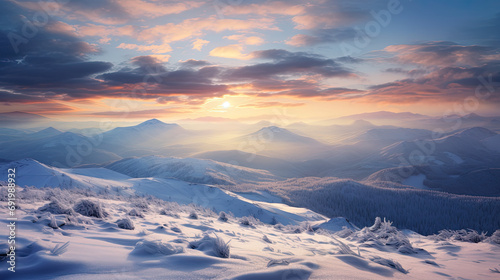 Fototapeta Naklejka Na Ścianę i Meble -  photography of snowy bieszczady mount