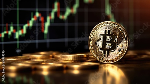 Bitcoin Investment Trends: Cryptocurrency on Background of Financial Chart