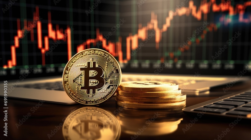 Bitcoin Investment Trends: Cryptocurrency on Background of Financial Chart Bitcoin Investment Trends: Cryptocurrency on Background of Financial Chart