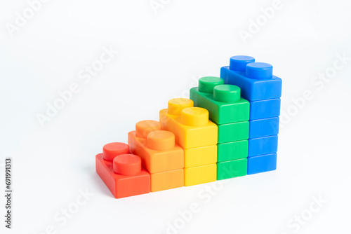 plastic toy blocks on white background