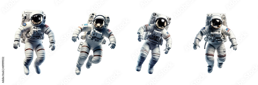 Collection of PNG. Astronaut in a space suit isolated on a transparent background.