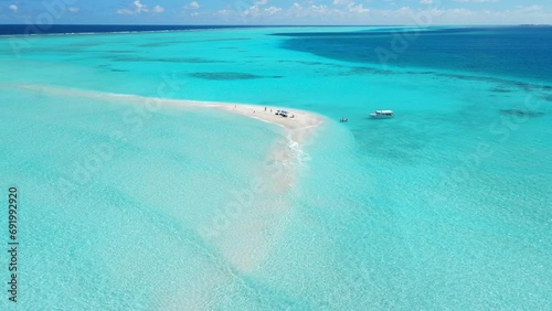 Landscape seascape aerial view over Maldives Male atoll sandbank island photo