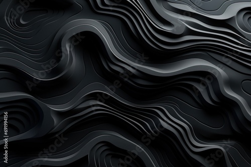  an abstract black and white background with wavy lines in the shape of a wave, with a black background for text or image.