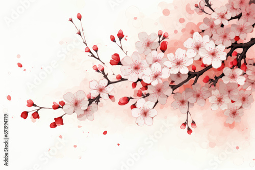 Cherry blossom invitation card design template. Watercolor cherry blossom invitation.