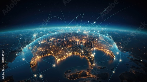 Global Business and Network connection concept background 