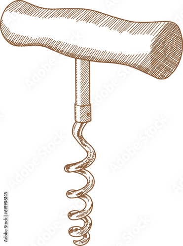 Hand Drawn Illustration Of Corkscrew