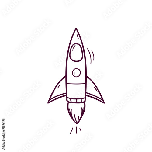 Hand Drawn illustration of rocket icon. Doodle Vector Sketch Illustration