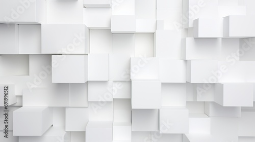 futuristic white 3d shapes wall background with copy-space, abstract 3d render