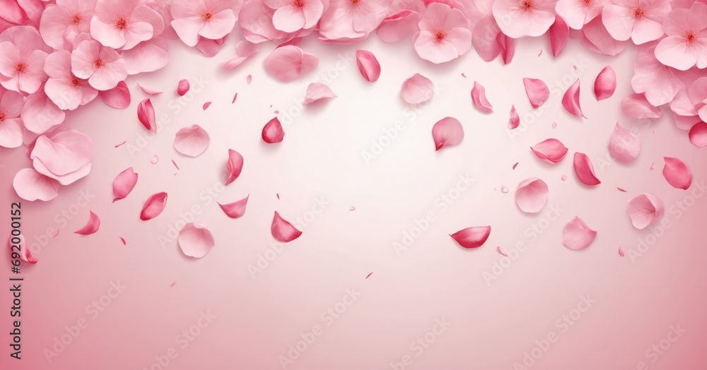 Fresh quince blossom, beautiful pink flowers falling in the air isolated on light pink background, copy space background
