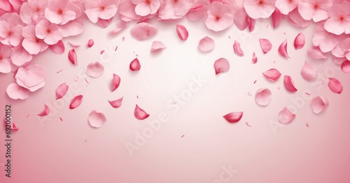 Fresh quince blossom  beautiful pink flowers falling in the air isolated on light pink background  copy space background