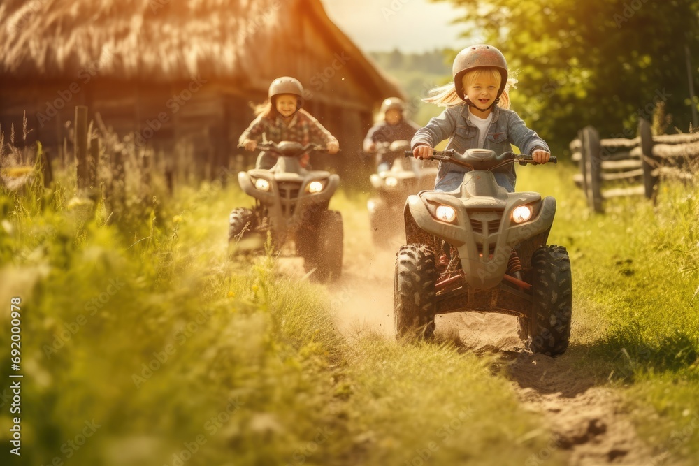 Obraz premium Children on quad bikes